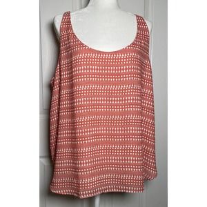 LOFT Ann Taylor NWT Womens size XL Tank Lined Coral White Scoop Neck Fluid